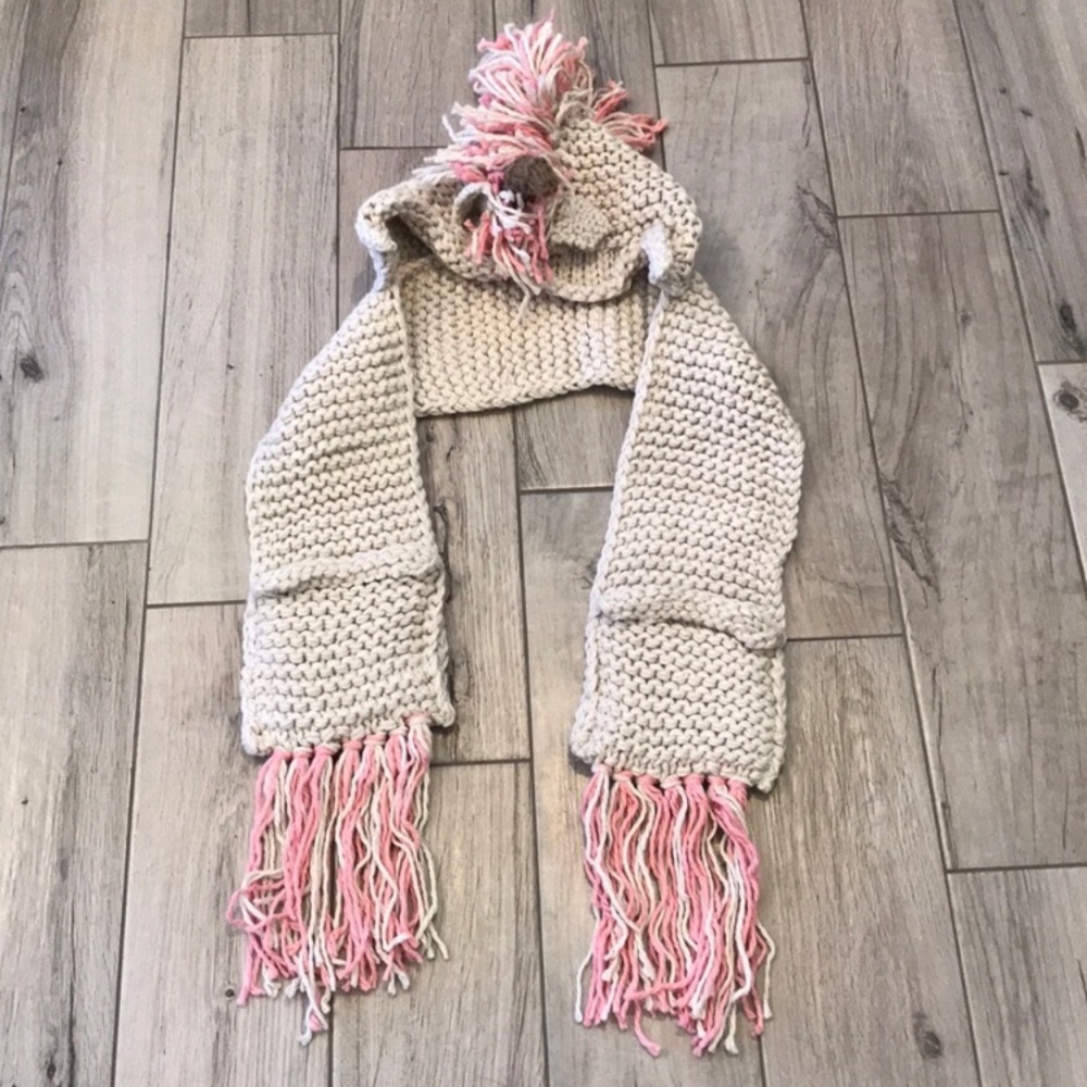 Kids Pink Knit Unicorn Hat/Scarf - Picture 4 of 11